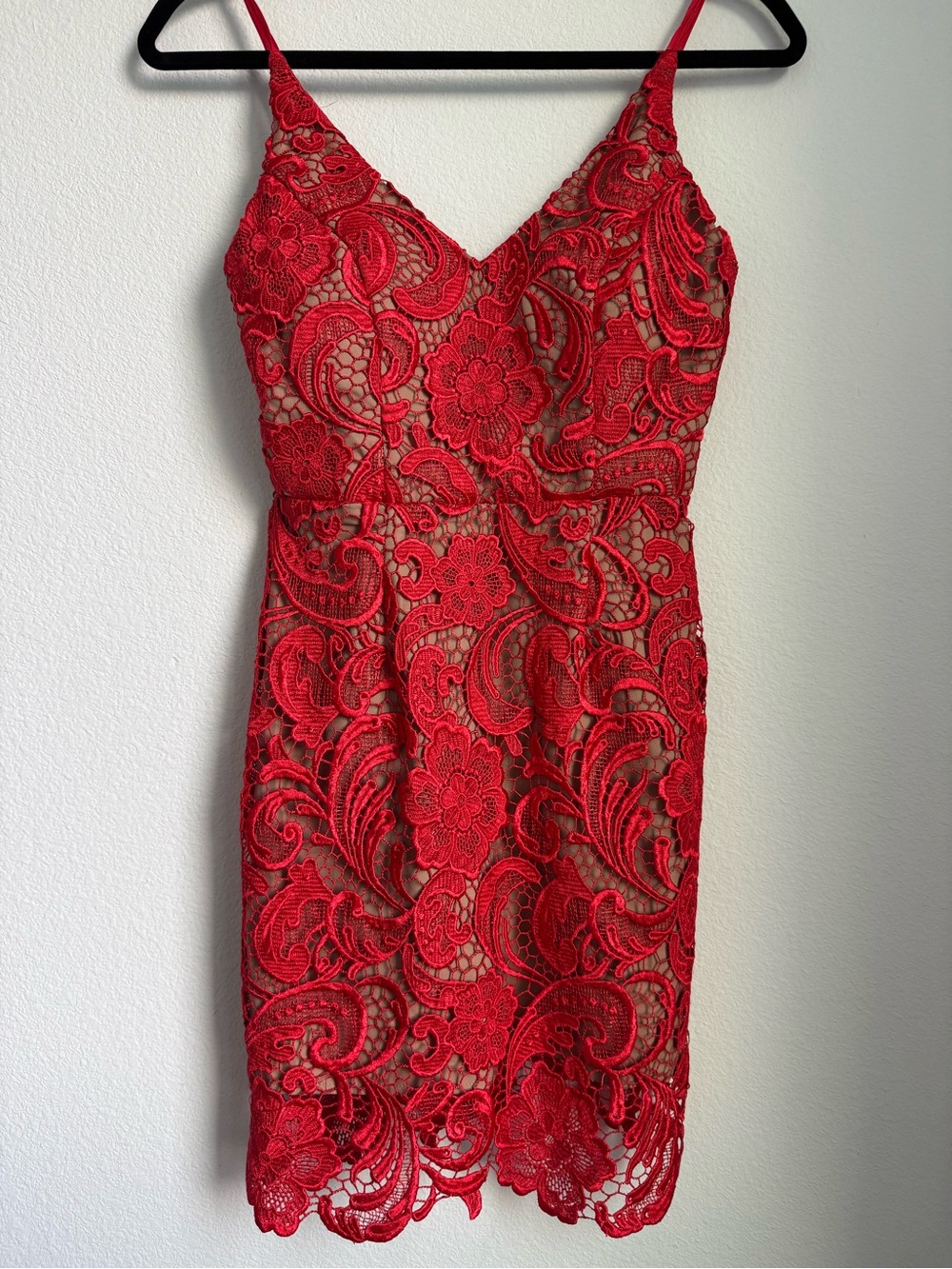 Gianni Bini Red Lace Spaghetti Strap Mini Dress - Picture 2 of 6